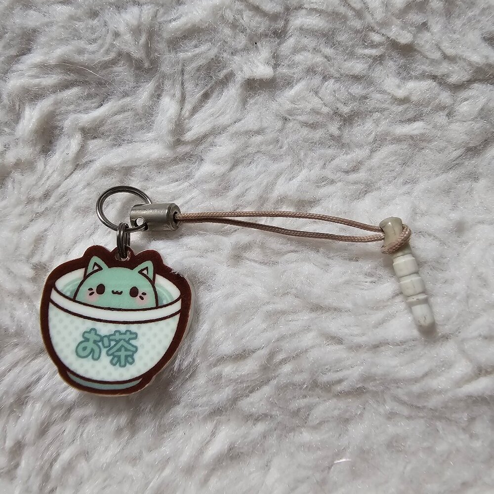 Tasty Peach Studios Green Tea Meowchi Mochi Phone Charm Strap Smart Phone Plug
